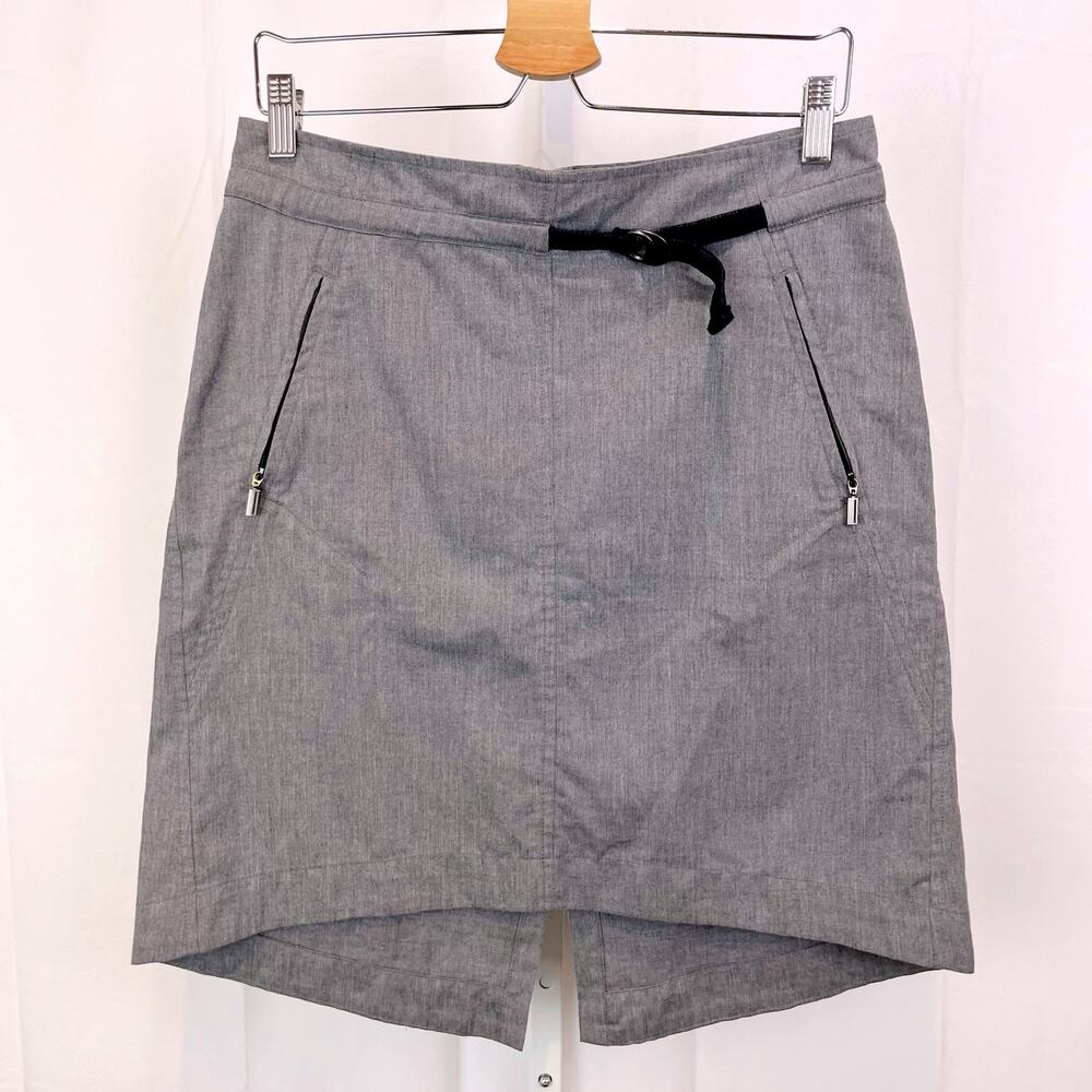 NAU Size 6 Woven Pencil Skirt Zipper Pockets Snap Center Vent Hi Low Hem Gray